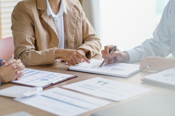 Obraz premium Business People Meeting Design Ideas professional investor working new start up project. businessman and businesswoman working together meeting concept.