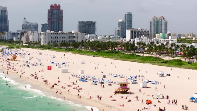 2023 stock video Miami Beach drone clip