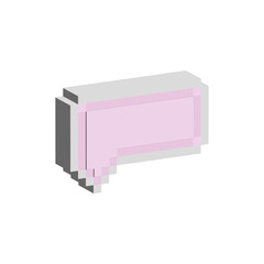 Isometric Pixel art 3d of pink dialog box for  items asset. dialog box with pink colour on pixelated style.8bits perfect for game asset or design asset element for your game design asset.