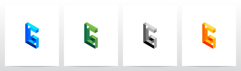 Transparent Isometric Hollow Frame Letter Logo Design G