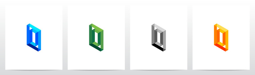 Transparent Isometric Hollow Frame Letter Logo Design O