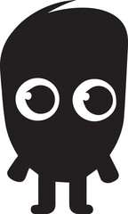 Happy flat emoji character vector illustration black color