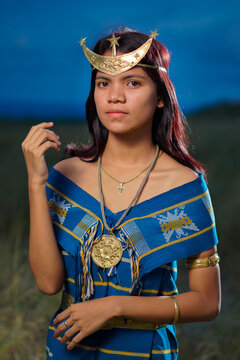 Beautiful women wearing local clothes from the Sumba Island. traditional clothing of Sumba island, East Nusa Tenggara province, Indonesia