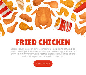 Crispy Fried Chicken Food Banner Design Vector Template