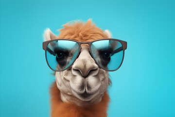 Camel in Cool Shades A Surreal and Playful Image Isolating a Camel Wearing Sunglasses Against a Solid Pastel Background, Perfect for Commercial, Editorial, and Advertisement Use