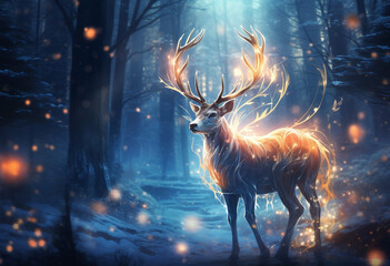 Glowing Festive Reindeer in Winter Wonderland