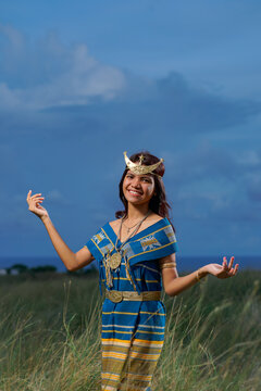 Beautiful women wearing local clothes from the Sumba Island. traditional clothing of Sumba island, East Nusa Tenggara province, Indonesia