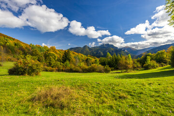 Fototapeta na wymiar Autumn landscape in Mala Fatra National Park with Velky Rozsutec peak, Slovakia