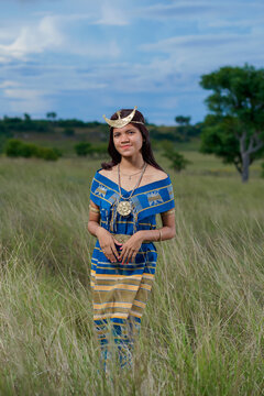 Beautiful women wearing local clothes from the Sumba Island. traditional clothing of Sumba island, East Nusa Tenggara province, Indonesia
