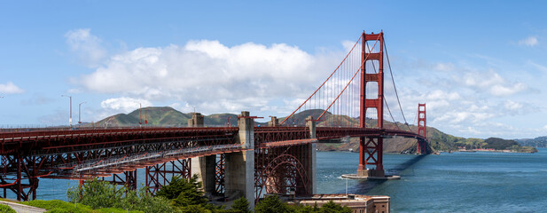 San Francisco, Golden Gate Bridge with Sun, Panorama