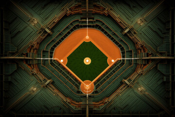 Fototapeta premium Baseball Field From Above Fractal Digital Technology Futuristic Aerial Shot View