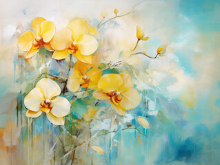 Abstract orchid with water color and acrylic style 