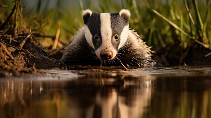 A breathtaking shot of a Badger his natural habitat, showcasing his majestic beauty and strength.