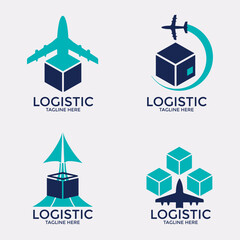 Set of emblem template for logistics and delivery company