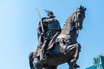 Fototapeta na wymiar Skanderbeg Horse Monument at Skanderbeg Square in Tirana. Albania