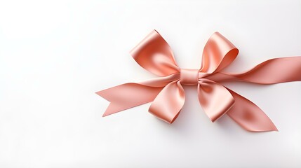 Blush Gift Ribbon with a Bow on a white Background. Festive Template for Holidays and Celebrations
