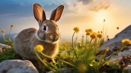 Fototapeta na wymiar A breathtaking shot of a Rabbit his natural habitat, showcasing his majestic beauty and strength.