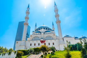 The impressive Namazgah Mosque Tirana near Skanderbeg Square in Tirana. Albania