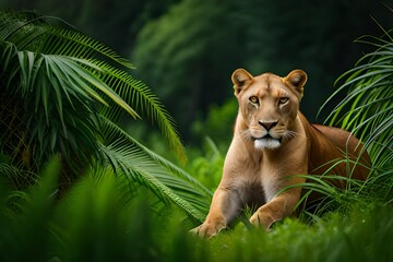 Obraz premium lion in the grass Generated AI