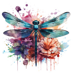 Obraz premium A dragonfly t-shirt design that showcases the dragonfly's grace and beauty, with the dragonfly portrayed in a soft, Generative Ai