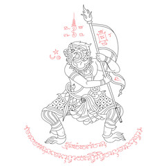 Hanuman tattoo, Thai traditional line art