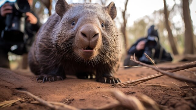 A breathtaking shot of a Wombat his natural habitat, showcasing his majestic beauty and strength