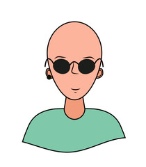 Bald Boy Character. Isolated Flat Illustration.