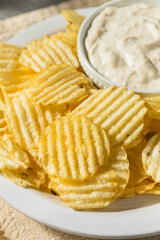 Organic Crinkle Potato Chips and French Onion Dip