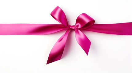 Fuchsia Gift Ribbon with a Bow on a white Background. Festive Template for Holidays and Celebrations
