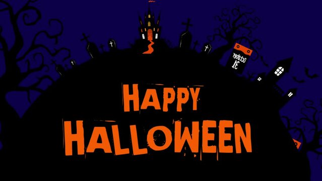 Happy halloween background video with dark purple theme
