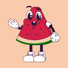 Watermelon Fruit Retro Cartoon
