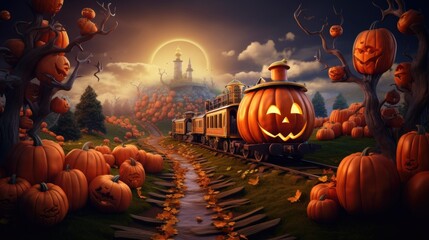 Naklejka na ściany i meble halloween background with pumpkins