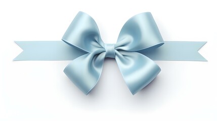 Light Blue Gift Ribbon with a Bow on a white Background. Festive Template for Holidays and Celebrations
