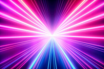 Obraz premium Neon tunnel gradient background with red, pink and blue colors, poster, rustic futurism, light emerald and magenta, rainbow tunnel with neon lights.