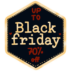 Black Friday label in black and gold theme.