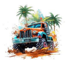 Beachfront Monster Trucking in a Tropical Sandy Paradise