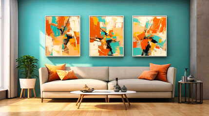 Abstract art pieces adding vibrancy to walls