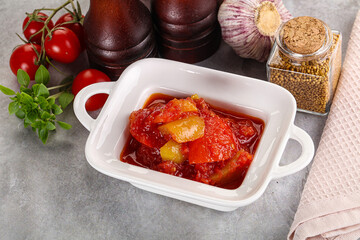 Hungarian lecho with bell pepper