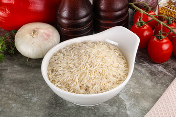 Raw delicous basmati rice heap