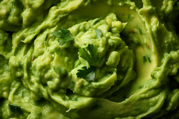 close up of traditional delicious guacamole texture