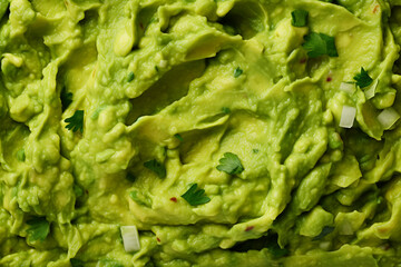 close up of traditional delicious guacamole texture