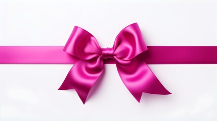 Magenta Gift Ribbon with a Bow on a white Background. Festive Template for Holidays and Celebrations
