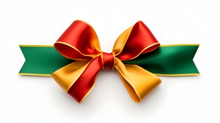Multicolor Gift Ribbon with a Bow on a white Background. Festive Template for Holidays and Celebrations
