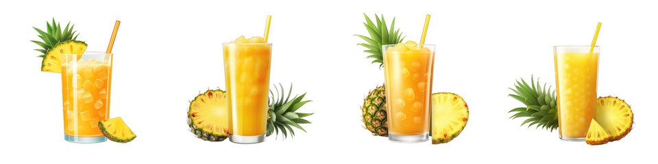 Pineapple Juice clipart collection, vector, icons isolated on transparent background