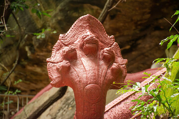 Phaya Nak statue.King of naga.Serpent king of Nagas in Thailand.Naga or serpent statue.