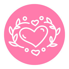 Linear vector sticker of heart on pink background