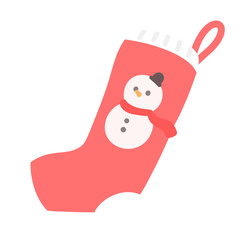 雪だるまの赤いクリスマスストッキング⭐︎PNG