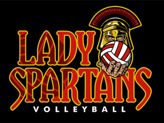 lady spartans volleyball team design with ball for school, college or league sports