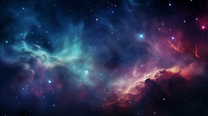 Nebula and galaxies in the night sky wonder in deep space. Stunning celestial display deep space - obrazy, fototapety, plakaty