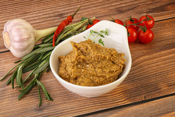 Jewish eggplant dip with oil